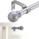 Curtain Rods for windows 32-48 inch, 5/8 inch Decorative Silver Splicing Heavy Duty Metal Curtain Rod set with Brackets