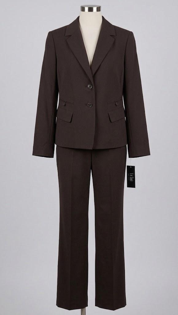 Le Suit Women's Four Pocket Jacket & Wide Leg Pant 12P