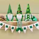 St Patricks Day Gnomes Decor Indoor, 3Pcs St Patricks Day Decorations Gnomes, Shamrock Decorations for Table, Tiered Tray Irish Home Decor Gnome Gifts