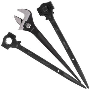 Lichamp 3 Pack 12 In. Spud Wrench Ratchet Set, 3/8" x 1/2" Dual Driver Ratchet, 3/4" x 7/8" Dual Socket Scaffold Spanner and 12 in. Spud Adjustable Wrench