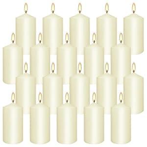 Set of 20| 2 x4 Tall Black Pillar Candles, Unscented. Buy Bulk. Great for Home Decor, Weddings, Spas, Parties, Halloween.