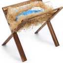 Jumbo Large Jesus in Wooden Manger Religious Christmas Decorations Manger 23.6 Inch Nativity Scene Nativity Cradle Backdrop Accessory for Indoor Outdoor Home Decor