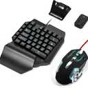 4 in 1 Mobile Game Combo Pack, One Handed Gaming Keyboard, Mouse, Converter & Adjustable Phone Stand, Half Keyboard for Mobile Phone Gaming, Fast Charging, No Latency