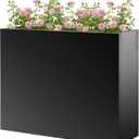 Outdoor planters for Porch Outdoor Tall Planter Box Black Metal Privacy Screen Planter Box Tall Rectangular Narrow Large Big Patio Porch Planter for Outdoor Plants