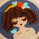 Punch Needle Kits Adults Beginner DIY Cute and Unique Cartoon Girl 8 in Hoop Embroidery Set for Beginners Perfect Gifts for Women, Moms, and Grandmas (Garden Girl)