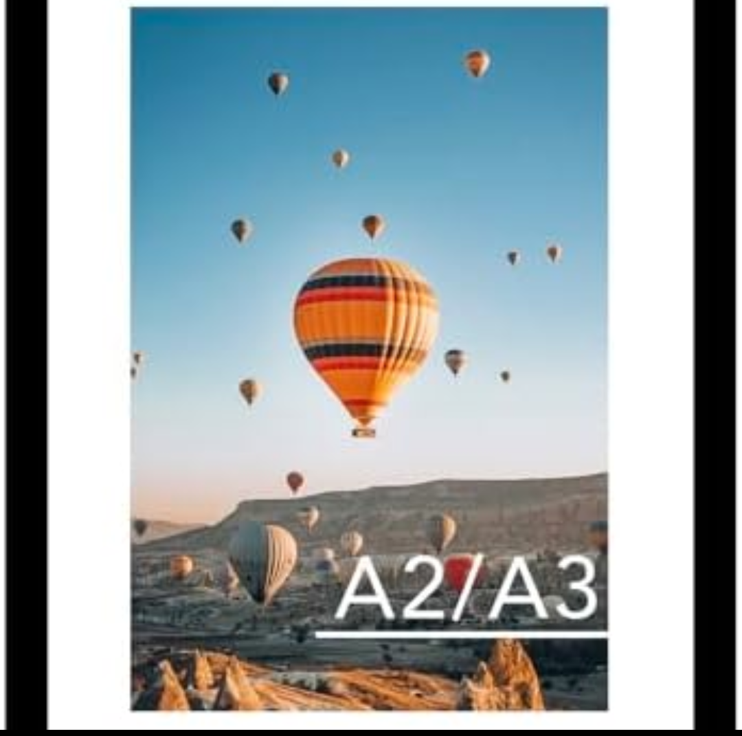 JCJMY 16.5x23.4 A2 Picture Frame Black with 11.7x16.5 A3 Mat, Display Photo 11.7x16.5 with Mat or 16.5 x 23.4 Without Mat, Wall Hanging Large Frame with Plexiglass, Black