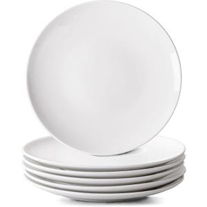White Salad Plates Set of 6, 8.5 Inch Ceramic Plates  White Porcelain Appetizer & Dessert Plates for Kitchen, Salad, Snack & Everyday Use, Microwave & Dishwasher Safe