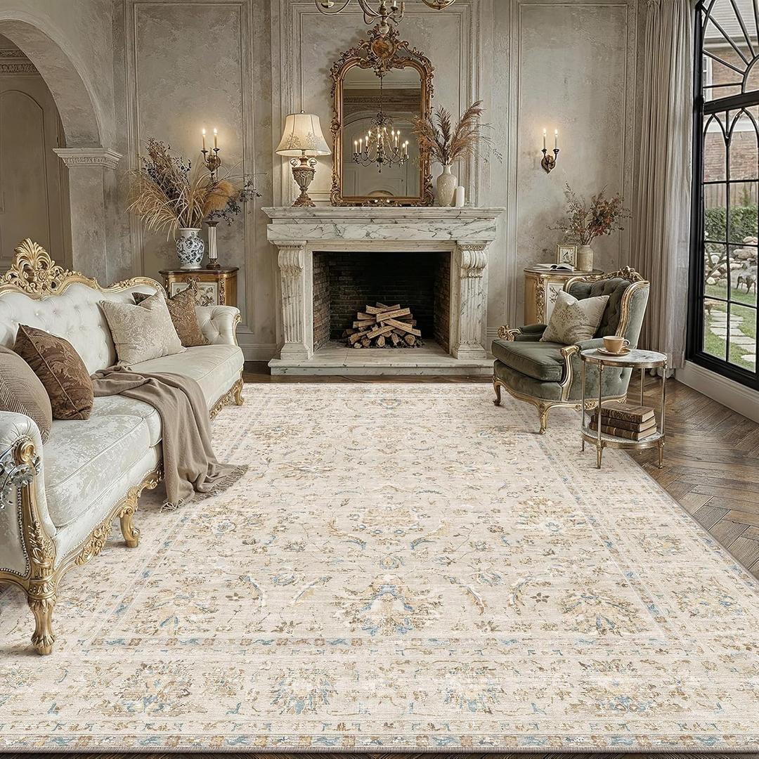 8x10 Beige Neutral Area Rug for Living Room Vintage Floral Carpet
Machine Washable, Soft, Low Pile, Non Slip, Distressed, Farmhouse, Indoor Rug for Bedroom, Dining Room, Kids Room, Office