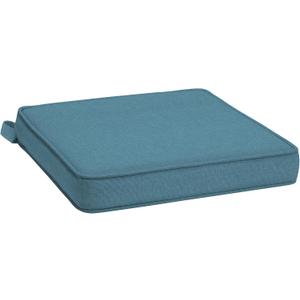 Arden 19 x 19 Luxury Foam Outdoor Double Welted Dining Seat Cushion, Made with PROFOAM, Performance Fabric, Rain-Proof, Fade Resistant, Denim Blue Woven Solid, 19"l X 19"w X 3.5"h