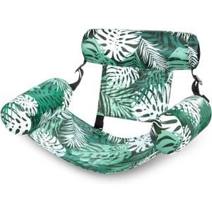 SLOOSH Pool Floats Chairs Adult,Inflatable Pool Lounge,Plant Pattern Floating Mat Hammock,Blow up Water Chairs Noodles rafts for Party Summer Water Beach Fun
