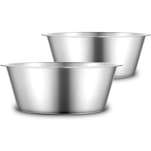 URBUDDIES 1.1 Gallon Extra Large Dog Bowls, 2 Pack, XL Stainless Steel Dog Water Bowls for XLarge Dogs, Polished, Dishwasher Safe, Easy to Clean