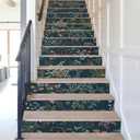 REDAMANCY Vintage Dark Navy Botanical Plants Flowers Leaf Peel and Stick Vinyl Stair Riser Decals Staircase Tile Stickers Decor Modern Marble Decoration Self-Adhesive(14 Pcs)