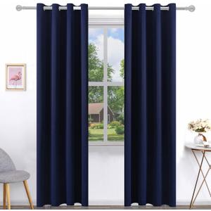 Pickluc Deep Navy Blackout Curtains 96 Inch Length 2 Panel Set, Solid Grommet Drapes for Bedroom or Living Room, Light Blocking and Thermal Insulated, 52W x 96L