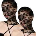 Womens Lace Mask Full Face Mask Masquerade Party Hollow Out See Through Lace Hood (One Size)