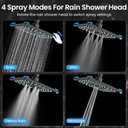 Veken High Pressure Rain Shower Head with Handheld, Multi-Functions Square Rainfall Shower Heads with 5-Mode Handheld Spray Combo, Detachable Hand Held Showerhead, Dual Matte Black Regaderas Para