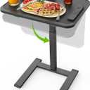 SAIJI Sturdy TV Tray Table with Wheels, Heavy Duty Metal TV Trays for Eating on Couch, Height & Angle Adjustable Desk for Bed, Sofa, Recliner, Portable Small Foldable Tables, Large