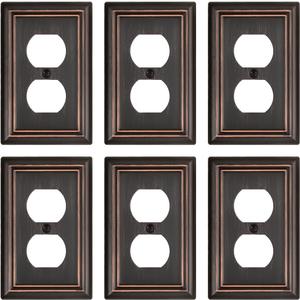 Metal Wall Plates, Decorative Switch Plates and Outlet Covers (Aged Bronze/1 Duplex 6 Pack)