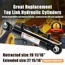 KINGWAY Hydraulic Top Link Cylinder Cat 2-2, 19 11/16"-27 15/16" | 8 1/4" Stroke, 12000 lbs Push Force, 8600 lbs Pull Force, Dual Check Valves, with Locking Block, 2 Hoses, OEM Replacement