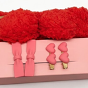 Valentine’s Day Red Plush Headband & Pink Hair Clip Gift Set (5-Piece)