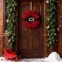 Glitzhome 18" D Christmas Red Fabric Wreath, Artificial Xmas Wreaths Garland Decoration for Holiday Festival Party Front Door Wall Windows Decor