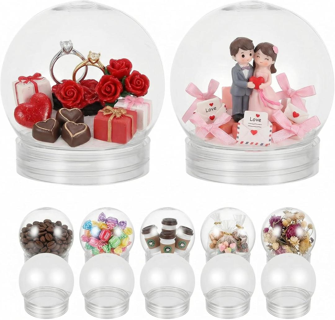 BESTOYARD Pack of 20 3-Inch DIY Snow Globe Water Globes, Clear Plastic with 55mm Screw Off Cap Reusable Kit for Bulk DIY Crafts, Valentines, Xmas, Fillable Commerial Holiday Projects