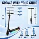 Rahmory Kick Scooter for Ages 5-12,Kid, Teens. Max Load 155 LBS. Foldable, Lightweight, with Light up Wheels and Dynamic Light Deck, Teen and Adults, 3 Adjustable Levels.