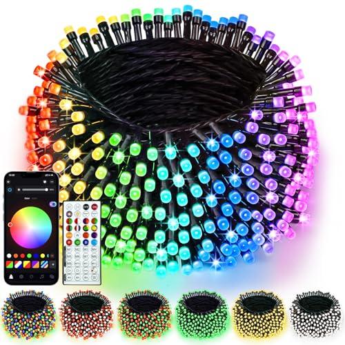 Smart Color Changing Christmas Lights with Remote & APP, 109FT 300 LED RGB Dimmable Christmas String Lights, Waterproof Twinkle Light for Indoor Outdoor Xmas Tree Wedding Valentines Day Decorations