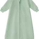 Yoofoss Baby Sleep Sack 6-12 Months 1.0 Tog Long Sleeve Sleep Sack Organic Cotton Wearable Blanket for Infants 2-Way Zipper Quilted Sleeping Sacks(Medium) (Green)