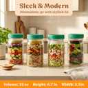 EDELHAUS 4 Pack Glass Salad Jars with Lids for Meal Prep, Leakproof Container with Two Small Built in Cups for Wet/Dry Separation for Salad Dressing and Ingredients, 32oz Mason Jars (Dark Green)