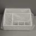 Paper Plate Dispenser, Paper Plate Holder for Kitchen Counter, Wood Rustic Silverware Utensil Caddy, Cutlery Flatware Organizer Box for Cups Spoons Forks Plates Napkins, Kitchen Accessories (White)