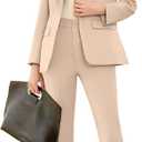 Women's Suits for Work Professional, Womens Business Jacket Pant Set, Womens Pants Suits for Work, Fashion Outfits Casual Sets Size 10 Champagne