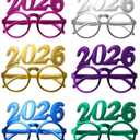 2026 Shaped Holiday New Year's Eve Props Party Favor America Flag Plastic Frame Glasses-6 Pack