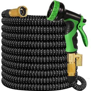KOTTO Expandable Garden Water Hose, 10 Spray Nozzles, Anti-Rust Solid Brass Connector, Lightweight No-Kink Flexible - Green 150ft