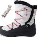 HAPPY NOCNOC Boys Girls Snow Boots Waterproof Outdoor Sport Warm Cozy Anti-Slip Lightweight Winter Shoes for Toddler/Little/Big Kid (Black/White)