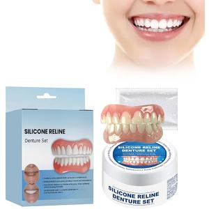 Silicone Reline Denture Set for Upper and Lower Teeth, Soft Comfortable Veneers for Women (1 Count (Pack of 1))