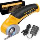 Cardboard Cutter Electric Box Cutter, Cordless Electric Scissors Carpet Cutter Tool with Rechargeable & Safety Lock, Rotary Blade for Recycling Cutting Leather, Blanket, Gifts for Men Adult Crafter (Ginger Yellow)