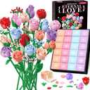 Sopu Colorful Rose Bouquet Flowers Building Set, 24 Boxes 1380Pcs Artificial Flowers Botanical Collection Flowers for Adults Valentines Day Gifts for Her Women Wife Girlfriend Mom