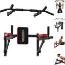 ONETWOFIT Wall Mounted Pull Up Bar, 2 in 1 Pull Up and Dip Bar Station Space Saving Multifunctional Wall Mount Chin Up Bar Indoor Outdoor Strength Training Home Gym Equipment (Black)
