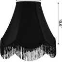GO&SO Black Silk Bell Lamp Shades Petal Edge Braid with Black Fringe Trim, 6"x13"x10.6"(Spider), Classic Scalloped Lamps Shade Hand Crafted, Replacement Lamp Shades for Table,Floor Lamps,Easy Assembly