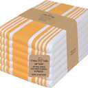 Urban Villa Kitchen Towels 100% Cotton Pack of 6, Highly Absorbent Quick Drying Super Soft Premium Dish Towels for Kitchen with Hanging Loop Hand & Tea Towels - 20x30 Inch, (Yellow & White, Striped)