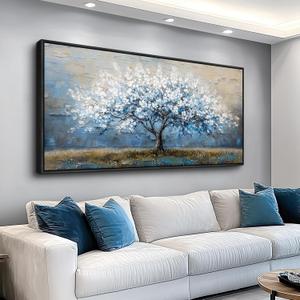 KELIYUAN Large Canvas Wall Decor For Living Room Black Framed Wall Art For Bedroom Wall Painting Abstract Tree Pictures Office Dining Room Decor Art Hotel Room Mural Home Decor Aesthetics 24"X48"