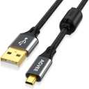 AGVEE 2 Pack 4ft USB Mini 8 Pin Charger Transfer Cable for Nikon UC-E6/E16/E17/E23 Camera Coolpix L22 B500 AW100 D750 D3300 D3200 S9500 S9300 S9100 S6800 S6200, Sony Cybershot W830 W800, Dark Gray