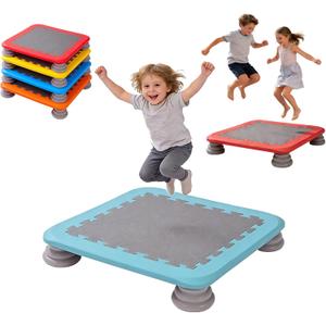 25" Square Mini Trampoline Board for Kids, Indoor Sensory Rebounder & Safe Jumping Pad with Non-Slip Base, Develops Balance Coordination & Motor Skills, Durable for Ages 3-12, Holds 165 lbs