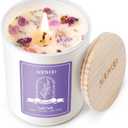 AOOVOO Lavender Scented Candles for Women - Aromatherapy Candle with Crystals Inside, 7oz Soy Candles for Home Scented, Birthday Gifts Christmas Candle for Women Mom