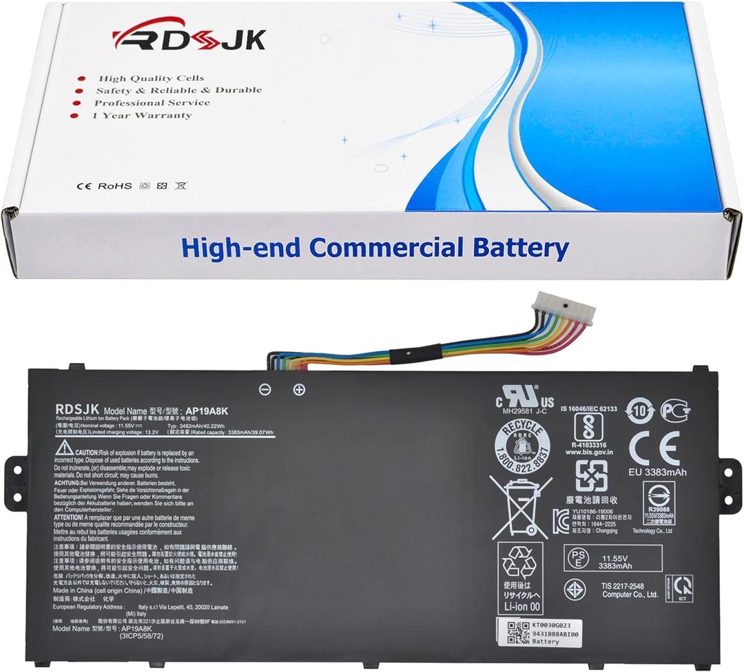 AP19A8K Laptop Battery for Acer Chromebook Spin 311 CP311 CP311-1H CP311-1H-C5PN CP311-1H-C2DV CP311-1H-C1FS CP311-2H CP311-2H-C679 C7DQ CB311-9H CB311-9HT Spin 511 R752T R752TN Series 11.55V 40.22Wh