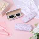 6 PCS Pink Glasses Case, Bow Cute Glasses Cases Hard Shell Bulk with Cleaning Cloth PU Leather Coquettish Eyeglass Cases for Studying, Working, Traveling-6.32.4 Inch, 3 Styles