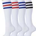 Knee High Socks for Women 4 Pairs, Cotton Long Dress Socks, 12
