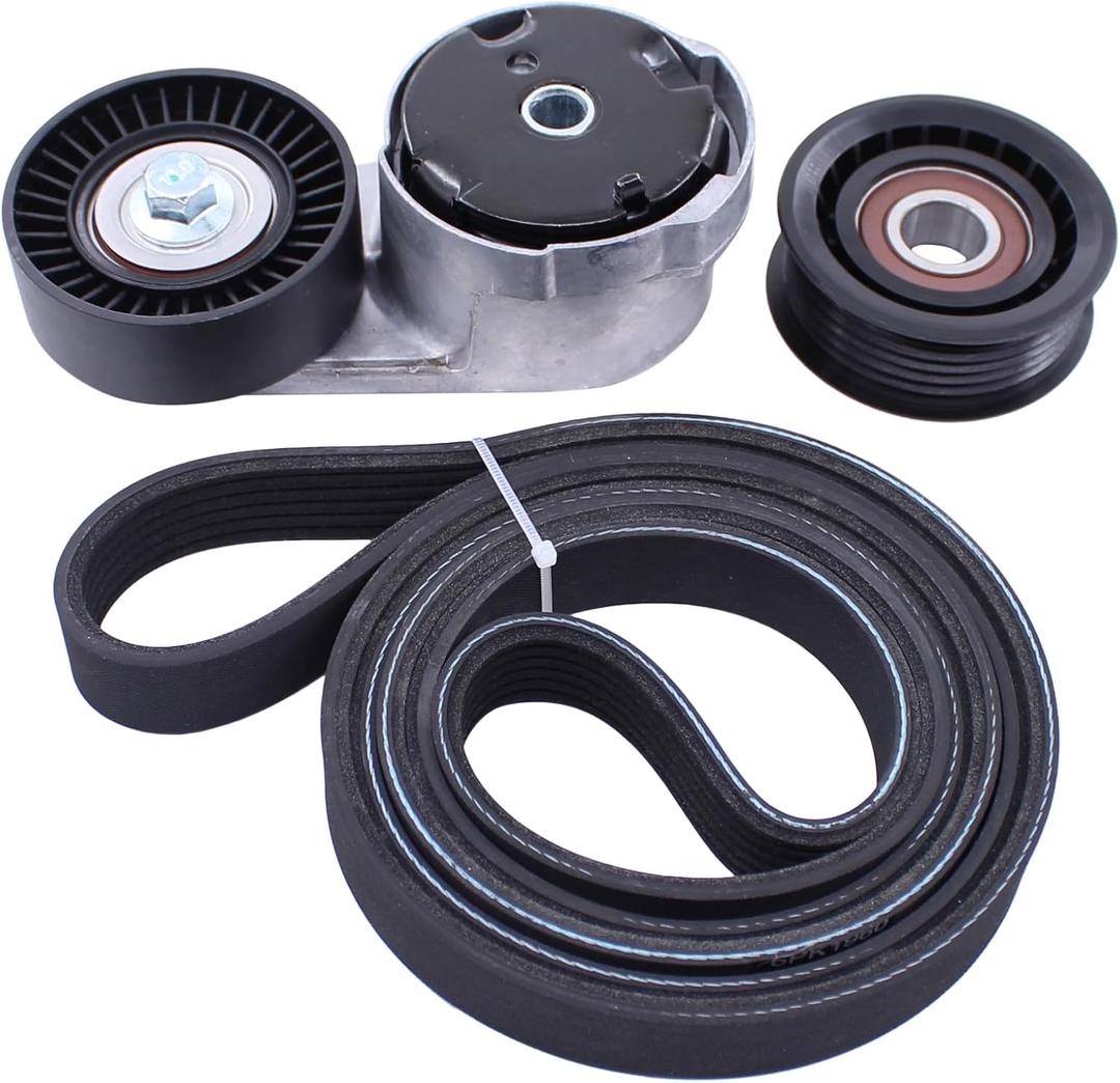 MOTOKU Belt Tensioner and Serpentine Belt Idler Pulley kit for Chrysler 200 3.6 2011-2014, Town and Country 2011-2016, Dodge Avenger 3.6 2011-2014, Grand Caravan 11-20, Journey 3.6 11-19, Ram CV 12-15