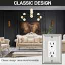 Metal Wall Plate for Electrical Outlets, Decorative Brushed Nickel Switch Plates Outlet Cover, Light Switch Cover Plate, 1-Gang Wall Plates (Single Decoretor, 6 Pack)