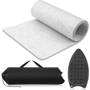 Tigeen Extra Large Wool Pressing Mat for Quilting 64" x 24" Wool Felt Ironing Pad with Silicone Iron Rest and Black Storage Bag for Quilting & Sewing Projects Professional Embroidery